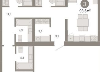 Продается 3-ком. квартира, 93.6 м2, Новосибирская область, Большевистская улица, с49