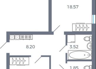 Продается 2-ком. квартира, 59.6 м2, село Николаевка