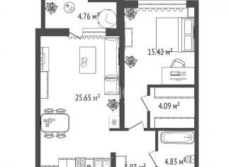 Продается 1-ком. квартира, 62.4 м2, Тюмень, Центральный округ