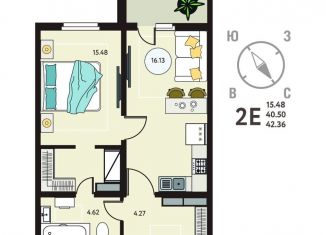 Продается 1-ком. квартира, 42.4 м2, Липецкая область