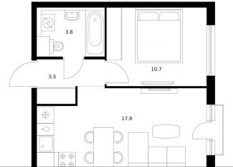 Продажа однокомнатной квартиры, 35.9 м2, Москва, район Кунцево, улица Ивана Франко, 20к2