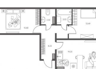 Продается 2-ком. квартира, 66.3 м2, Липецкая область, улица Перова, 2Д