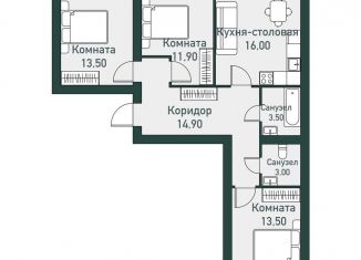 Продается 3-ком. квартира, 81.4 м2, посёлок Западный