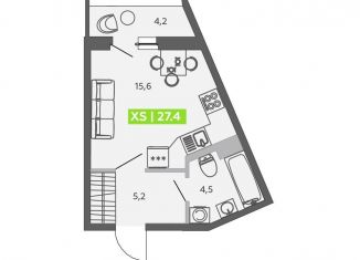 Продаю квартиру студию, 27.4 м2, Санкт-Петербург, метро Новокрестовская