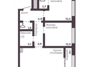 Продам двухкомнатную квартиру, 63.6 м2, Челябинск, Тракторозаводский район