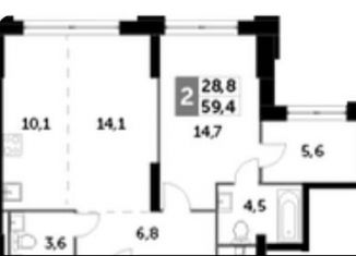 Продажа 2-комнатной квартиры, 59.5 м2, Москва, район Хорошёво-Мнёвники, Шелепихинская набережная, 40к2