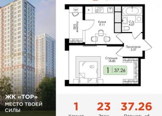 Однокомнатная квартира на продажу, 37.3 м2, Тула