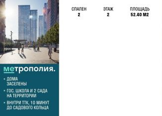 Продаю двухкомнатную квартиру, 52.4 м2, Москва, ЮВАО, Волгоградский проспект, 32/5к3