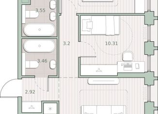 Продаю двухкомнатную квартиру, 61.3 м2, Москва, метро Молодёжная