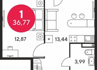 Однокомнатная квартира на продажу, 36 м2, Ростов-на-Дону, Советский район