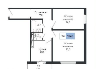 Продаю 2-комнатную квартиру, 54.6 м2, Красноярск