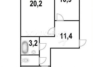 2-комнатная квартира на продажу, 69.4 м2, Новосибирск, улица Дмитрия Шмонина, 10/2