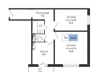 Продается 2-комнатная квартира, 54.6 м2, Красноярск, Октябрьский район