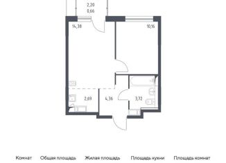 Продается однокомнатная квартира, 35.3 м2, село Ям, улица Мезенцева, 7