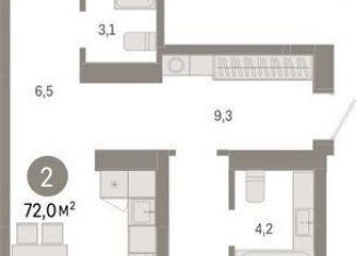 Продам 2-комнатную квартиру, 72 м2, Новосибирск, метро Речной вокзал