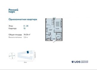 Двухкомнатная квартира на продажу, 34.6 м2, Ижевск