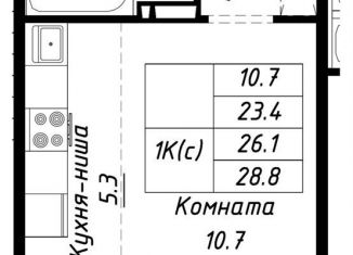 Продается 1-ком. квартира, 26.1 м2, Барнаул