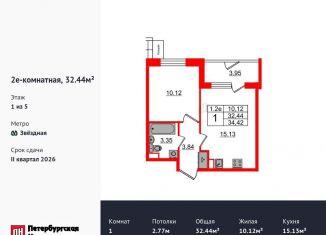 1-ком. квартира на продажу, 32.4 м2, Санкт-Петербург, Московский район