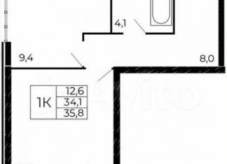 Продаю 1-комнатную квартиру, 35.8 м2, Ростовская область, жилой комплекс Западные Аллеи, 5.2