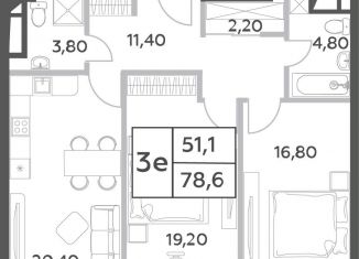 3-ком. квартира на продажу, 78.6 м2, Москва, район Раменки, проспект Генерала Дорохова, вл1к1