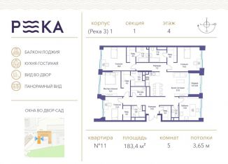 Продается 5-ком. квартира, 183.4 м2, Москва, улица Сергея Бондарчука