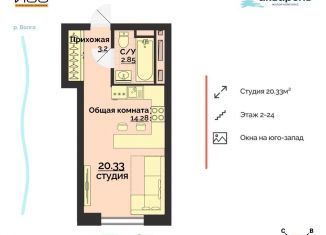 Продается квартира студия, 20.3 м2, Ульяновск, Заволжский район, жилой комплекс Акварель, 4