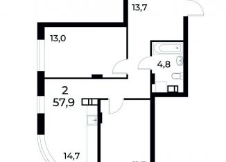 Продается 2-ком. квартира, 58 м2, Нижний Новгород, улица Коперника