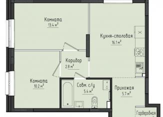 Двухкомнатная квартира на продажу, 55.4 м2, село Первомайский, ЖК Город Оружейников, жилой комплекс Город Оружейников, 23