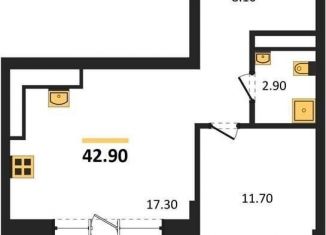 Продается 1-комнатная квартира, 42.9 м2, Воронеж, Железнодорожный район