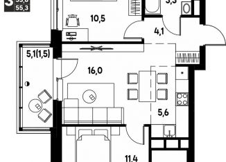 Продается 3-ком. квартира, 55.3 м2, деревня Кондратово, улица Улановой, 7