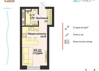 Квартира на продажу студия, 20.3 м2, Ульяновск, Заволжский район, жилой комплекс Акварель, 4