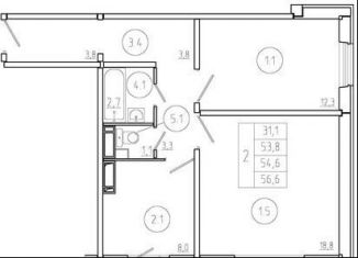 Продажа 2-комнатной квартиры, 54.6 м2, Красноярск