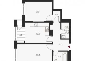 Продается двухкомнатная квартира, 60.9 м2, Новосибирск