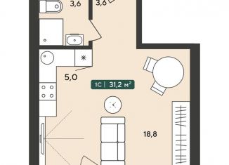 Продаю 1-ком. квартиру, 31.2 м2, Новосибирская область