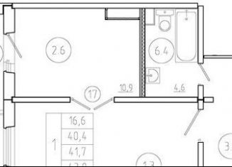 Продается однокомнатная квартира, 41.7 м2, Красноярск, Октябрьский район