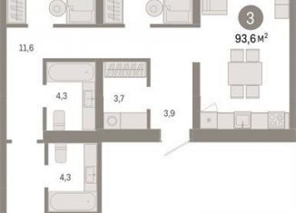 Продаю 3-комнатную квартиру, 93.6 м2, Новосибирск, метро Речной вокзал