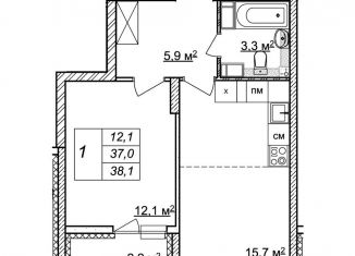 Продажа 1-ком. квартиры, 38.1 м2, Нижегородская область, жилой комплекс Новая Кузнечиха, 13