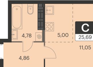 Продаю квартиру студию, 25.7 м2, Екатеринбург, метро Чкаловская, улица Академика Ландау, 39