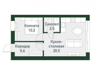 Продажа 1-комнатной квартиры, 39.3 м2, Челябинская область, посёлок Западный, 6