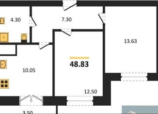 2-ком. квартира на продажу, 48.8 м2, Воронеж, Цимлянская улица, 10В