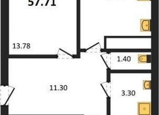 Продаю 2-ком. квартиру, 57.7 м2, Воронеж, Цимлянская улица, 10В, Левобережный район