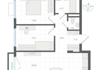 Продаю 2-комнатную квартиру, 55 м2, Екатеринбург, метро Чкаловская