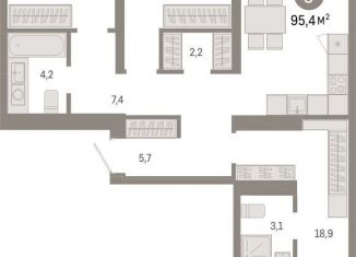 Продаю трехкомнатную квартиру, 95.4 м2, Новосибирск, метро Речной вокзал