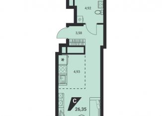 Продаю квартиру студию, 26.4 м2, Екатеринбург, метро Уралмаш, Шефская улица, 42