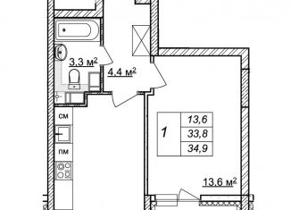 Однокомнатная квартира на продажу, 34.9 м2, Нижний Новгород, жилой комплекс Новая Кузнечиха, 13, ЖК Новая Кузнечиха