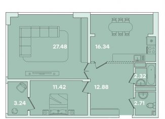 Продается 2-ком. квартира, 76.4 м2, Иркутск, улица Петрова, 16, Правобережный округ