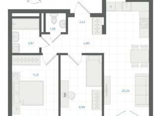 Продается двухкомнатная квартира, 54.5 м2, Екатеринбург, метро Чкаловская