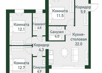 Продаю 3-ком. квартиру, 83.6 м2, посёлок Западный