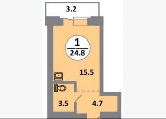 Продажа квартиры студии, 24.8 м2, Красноярск, Советский район, проспект 60 лет Образования СССР, 48