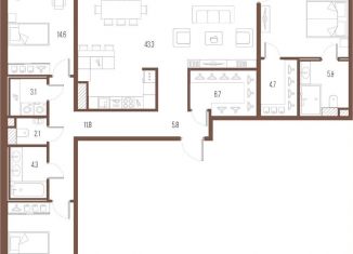 Продается 3-ком. квартира, 132 м2, Санкт-Петербург, улица Стахановцев, 1, метро Новочеркасская